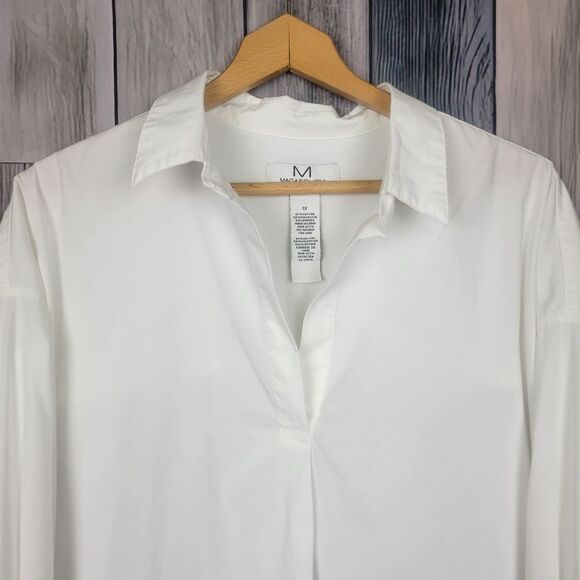 Magaschoni White Split Neck Long Sleeve Blouse Top Size 1X - Picture 4 of 7